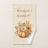Aquarelle Citrouille Floral Design- (Serviette à main)