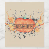 Aquarelle Citrouille Friendsgiving Vins Étiquettes (Étiquettes simples)