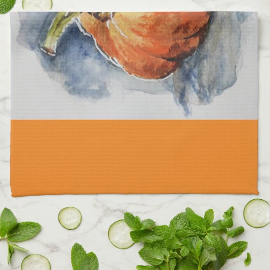 Aquarelle citrouille serviettes de cuisine (Plié)