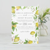 Aquarelle Citrus Faire-part de mariage aux fruits (Debout devant)