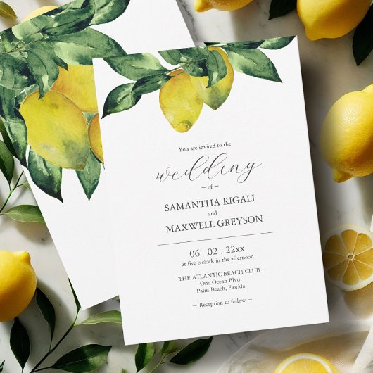 Aquarelle Citrus Mariage Invitations
