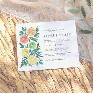 Aquarelle Citrus Moderne Anniversaire Invitation