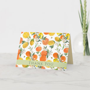 Aquarelle Citrus Motif Carte de remerciements plié