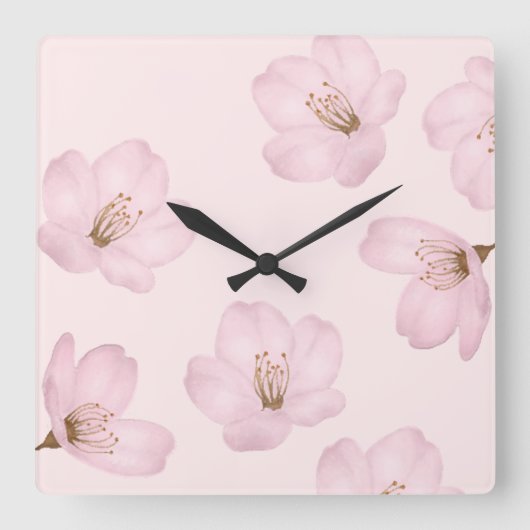Aquarelle Clair rose cerisier Blossom Horloge mura (Recto)