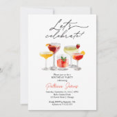 Aquarelle Cocktail Invitations d'anniversaire (Devant)