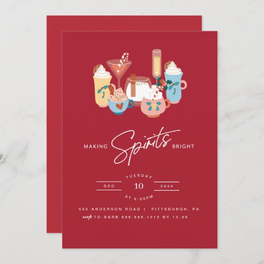 Aquarelle Cocktails Fête Invitation (Devant / Derrière)