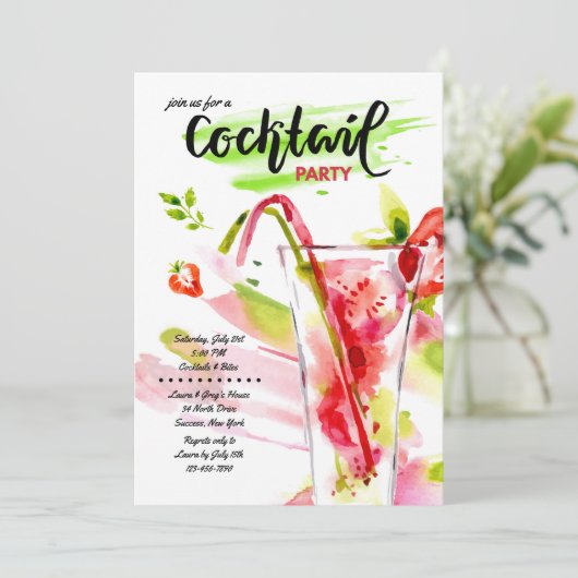 Aquarelle Cocktails Invitation (Debout devant)