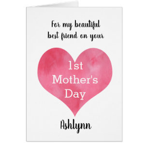 Aquarelle Coeur 1ère Fête des Mères Ami