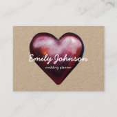 Aquarelle coeur bordeaux carte de visite (Devant)