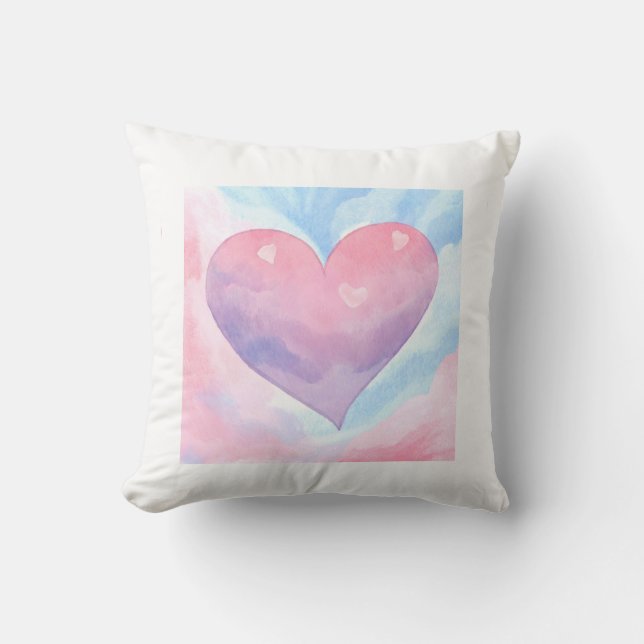 Aquarelle Coeur design oreiller (Recto)