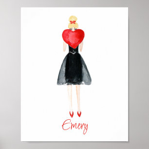 Aquarelle Coeur Fashion Poster