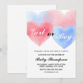 Aquarelle Coeur Genre Révéler Invitations (Devant / Derrière)