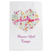 Aquarelle coeur mariage fleur fille faveur sac (Dos)