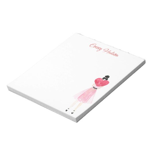 Aquarelle Coeur Mode Fille Bloc-notes (Tourné)