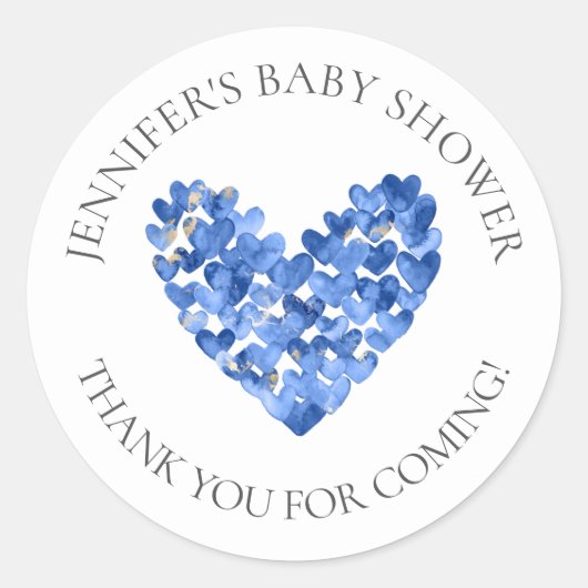 Aquarelle Coeurs Baby shower Favoriser Sticker (Devant)