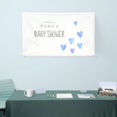 Aquarelle Coeurs Baby shower garçon Bannière de bi (Salon professionnel)