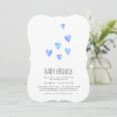 Aquarelle Coeurs bébé bébé Brunch Invitation (Debout devant)