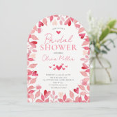 Aquarelle Coeurs Douche nuptiale Invitation (Debout devant)