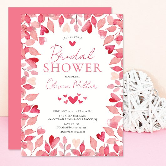 Aquarelle Coeurs Douche nuptiale Invitation
