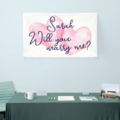 Aquarelle Coeurs Époux Bannière de proposition (Salon professionnel)