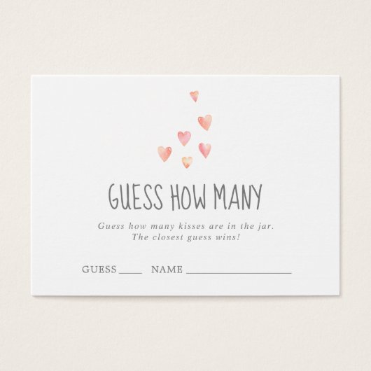 Aquarelle Coeurs fille Devinez combien de baisers (Devant)