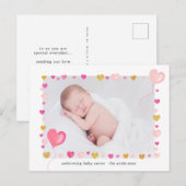 aquarelle coeurs frontière colorée Photo Carte pos (Devant / Derrière)