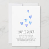 Aquarelle Coeurs Garçon Couples Douche Invitation (Devant)
