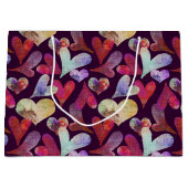 Aquarelle Coeurs Saint-Valentin Grand sac cadeau (Devant)