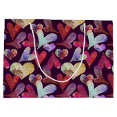 Aquarelle Coeurs Saint-Valentin Grand sac cadeau (Dos)