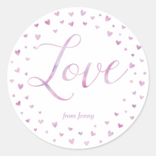 Aquarelle Coeurs Saint-Valentin Sticker cadeau