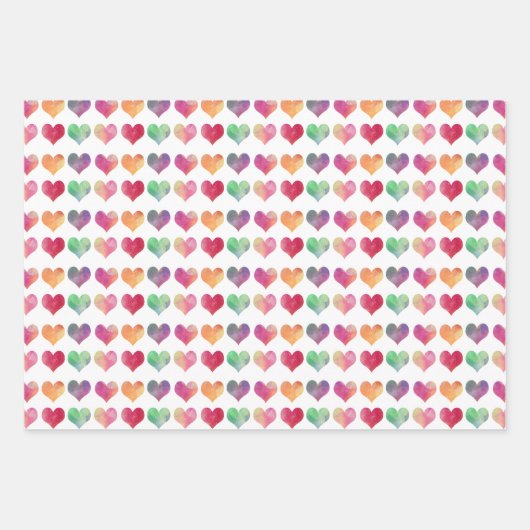 Aquarelle Coeurs Valentine's Wrapping Papier (Devant 2)