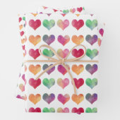 Aquarelle Coeurs Valentine's Wrapping Papier (En situation)