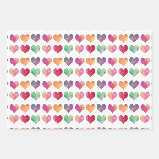 Aquarelle Coeurs Valentine's Wrapping Papier (Devant)
