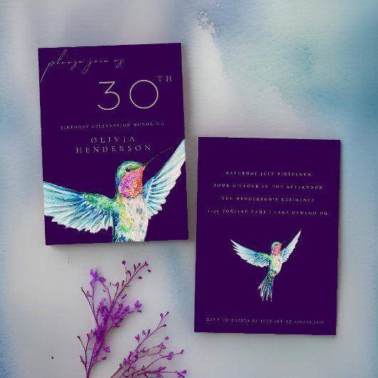 Aquarelle Colibri N'IMPORTE QUELLE Invitation d'an