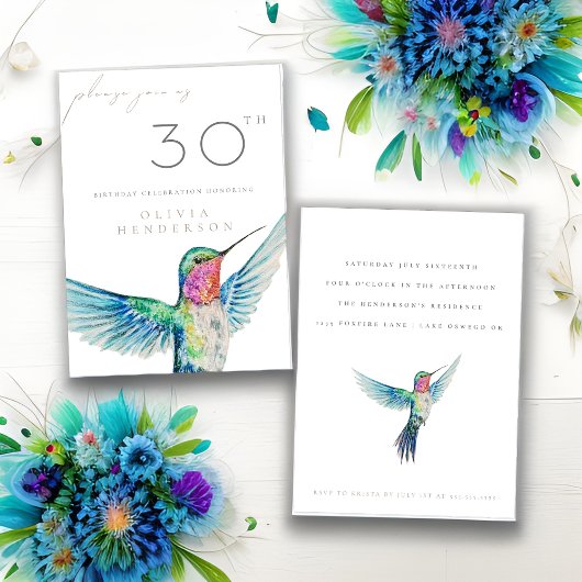 Aquarelle Colibri N'IMPORTE QUELLE Invitation d'an