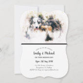 Aquarelle Collie Chiens Mariage Invitations Élégan (Devant)