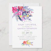 Aquarelle colorée Baby shower floral Invitation (Devant)