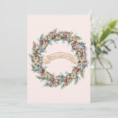 Aquarelle colorée Carte de Noël Wreath Holiday (Debout devant)