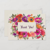 Aquarelle colorée Carte de remerciements Floral (Devant / Derrière)