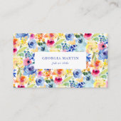 Aquarelle colorée Carte de visite floral (Devant)