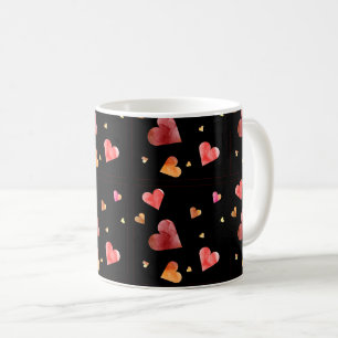 Aquarelle colorée Coeurs café Mug