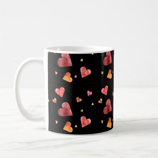 Aquarelle colorée Coeurs café Mug (Gauche)