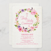 Aquarelle colorée couronne Invitation religieuse (Devant / Derrière)