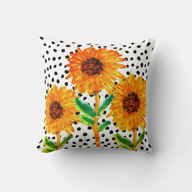 Aquarelle colorée Coussin de tournesol (Recto)