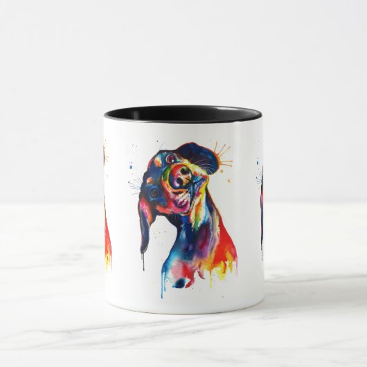 Aquarelle colorée Dachshund Mug (Centre)