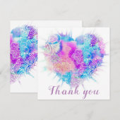 Aquarelle colorée Doodle Heart Carte de remercieme (Devant / Derrière)