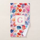 Aquarelle colorée Eucalyptus Feuille monogramme (Serviette à main)