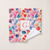 Aquarelle colorée Eucalyptus Feuille monogramme (Gant de toilette)