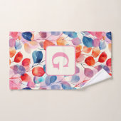 Aquarelle colorée Eucalyptus Feuille monogramme (Serviette à main)