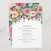 Aquarelle colorée Faire-part de mariage (Devant / Derrière)